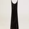 Zwarte slipdress voor dames met fluweeleffect