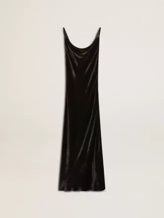 Zwarte slipdress voor dames met fluweeleffect
