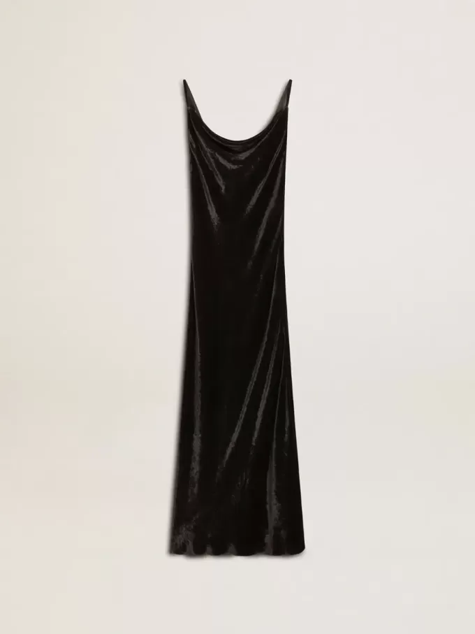 Zwarte slipdress voor dames met fluweeleffect