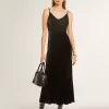 Zwarte slipdress voor dames met fluweeleffect