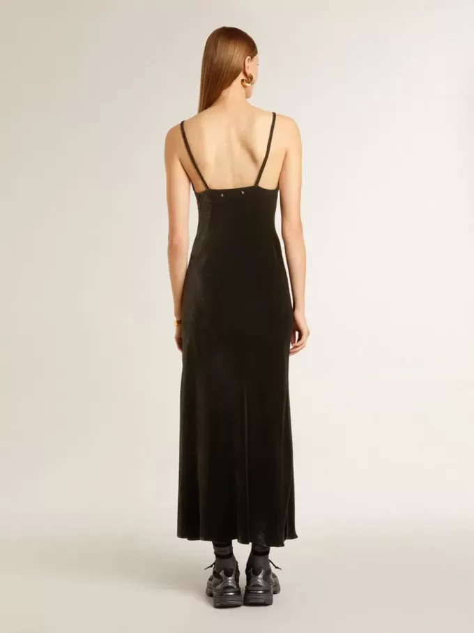 Zwarte slipdress voor dames met fluweeleffect