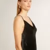 Zwarte slipdress voor dames met fluweeleffect