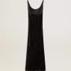 Zwarte slipdress voor dames met fluweeleffect