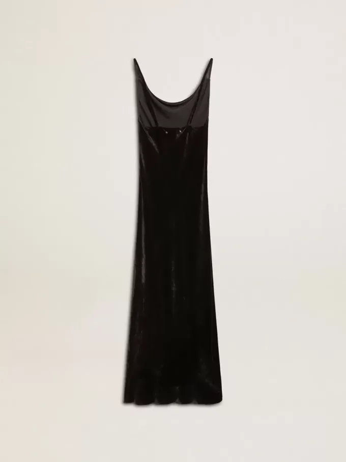 Zwarte slipdress voor dames met fluweeleffect