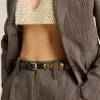 Zwarte Trinidad-riem van gewassen leer met gouden studs