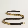 Zwarte Trinidad-riem van gewassen leer met gouden studs