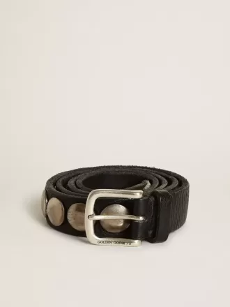 Zwarte Trinidad-riem van gewassen leer met studs