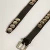 Zwarte Trinidad-riem van gewassen leer met studs