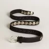 Zwarte Trinidad-riem van gewassen leer met studs