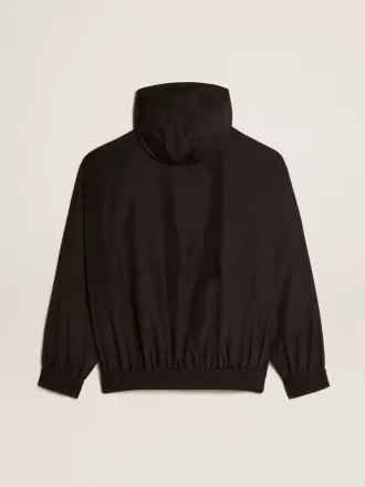 Zwarte windbreaker met capuchon