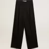 Zwarte wollen gabardine broek voor dames
