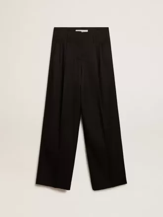 Zwarte wollen gabardine broek voor dames