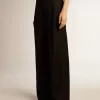 Zwarte wollen gabardine broek voor dames