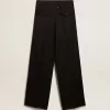 Zwarte wollen gabardine broek voor dames